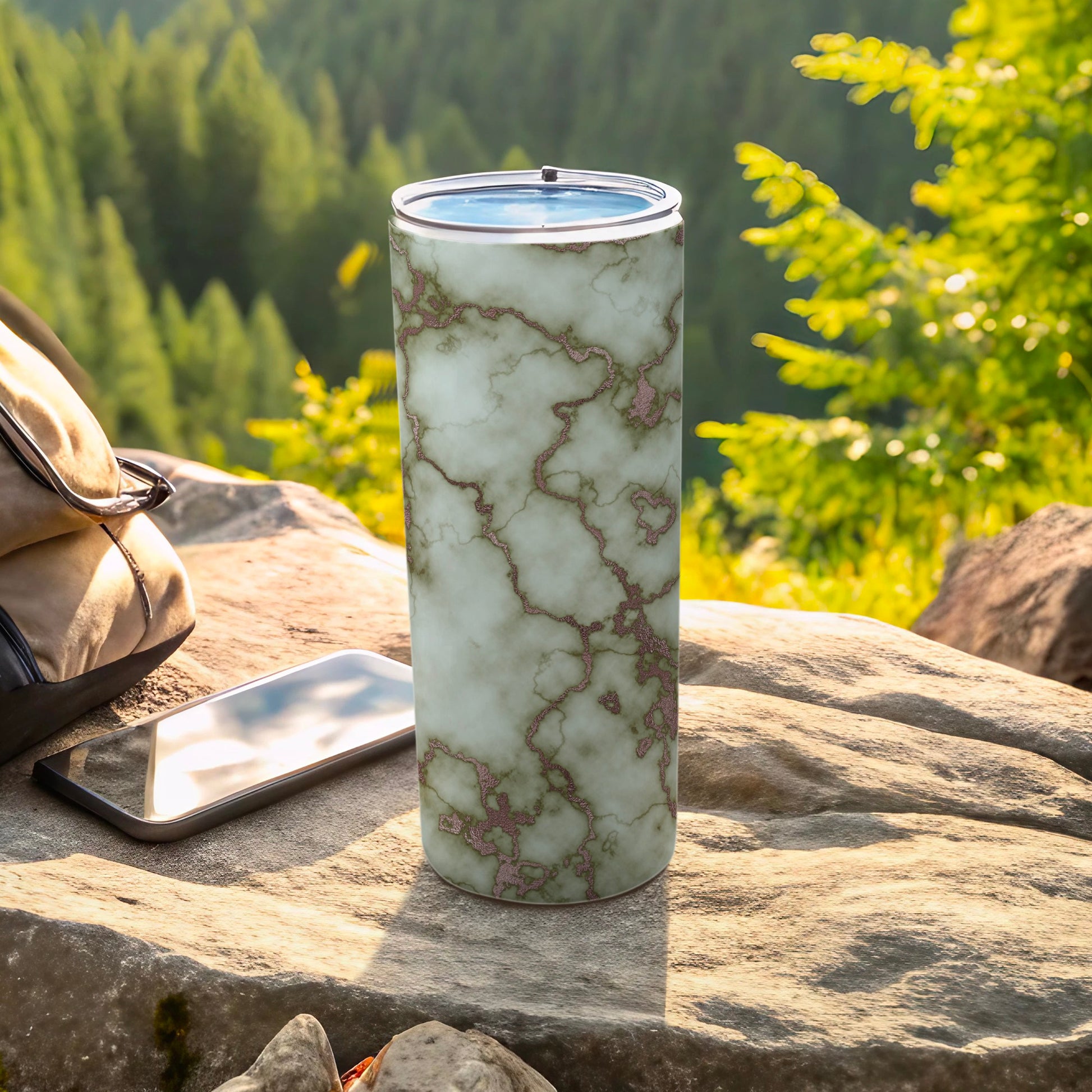 Pale Green Marble Rose Gold Veining Tumbler product type