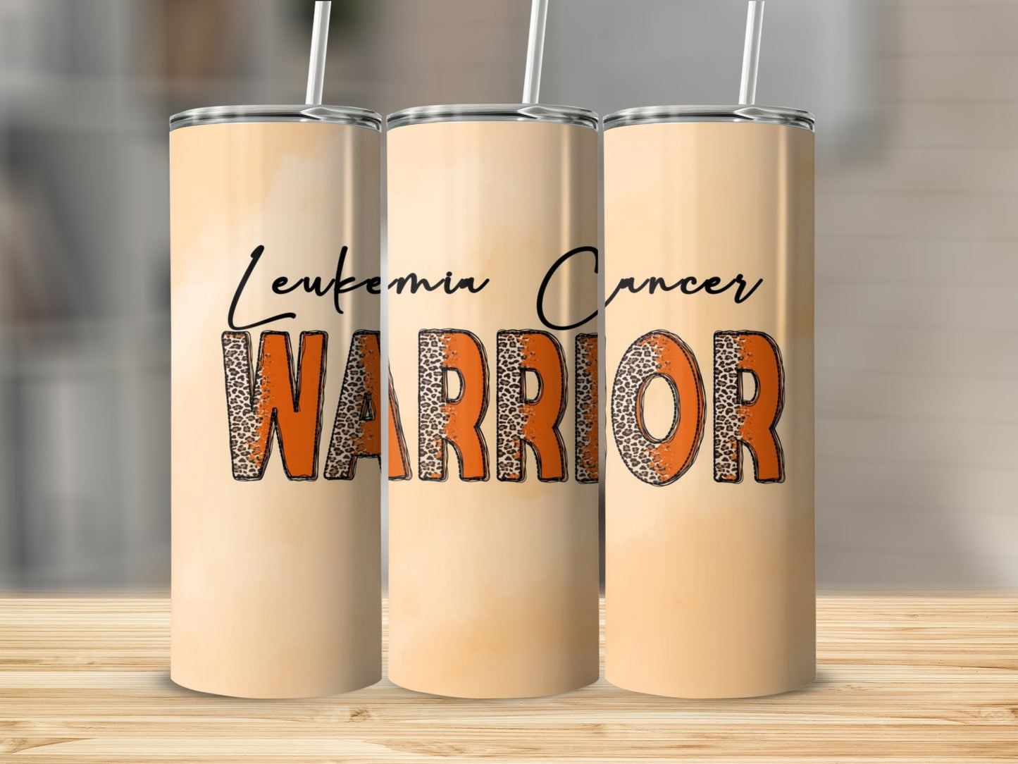 Leukemia Cancer Warrior Leopard Print Tumbler