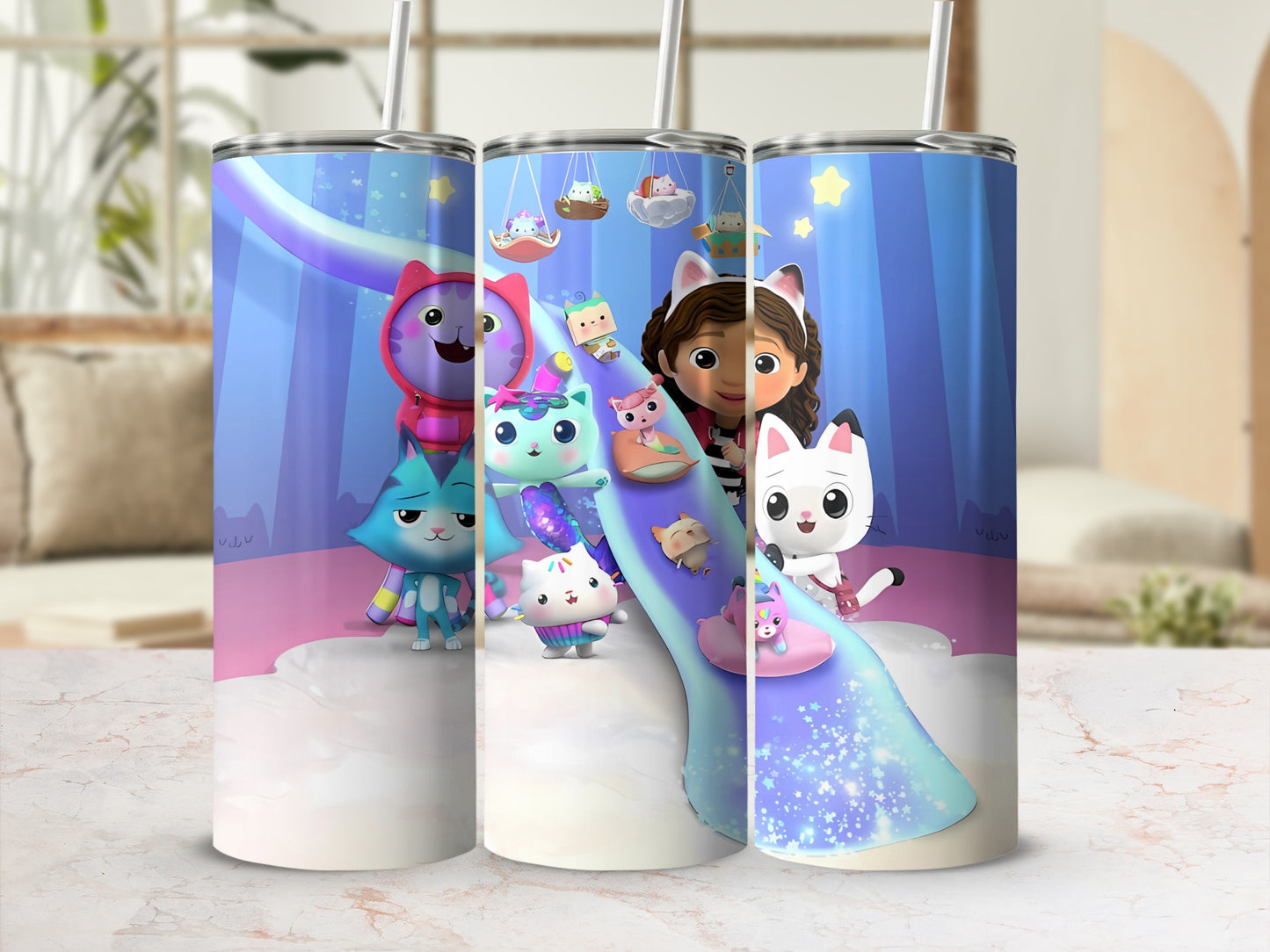 Colorful Cat and Girl Design Insulated Tumbler