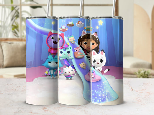Colorful Cat and Girl Design Insulated Tumbler