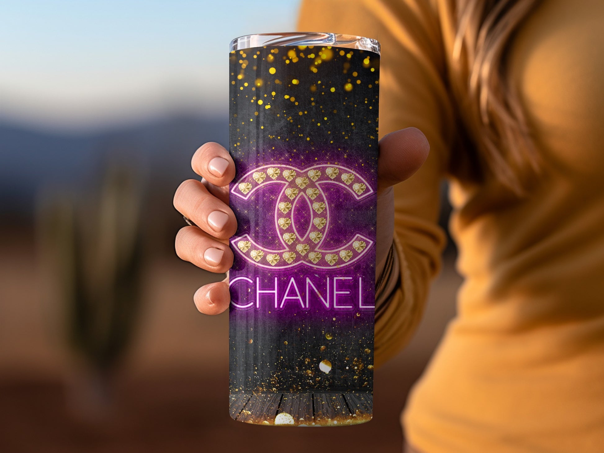 Chanel Inspired Glitter Sparkle Tumbler Cup