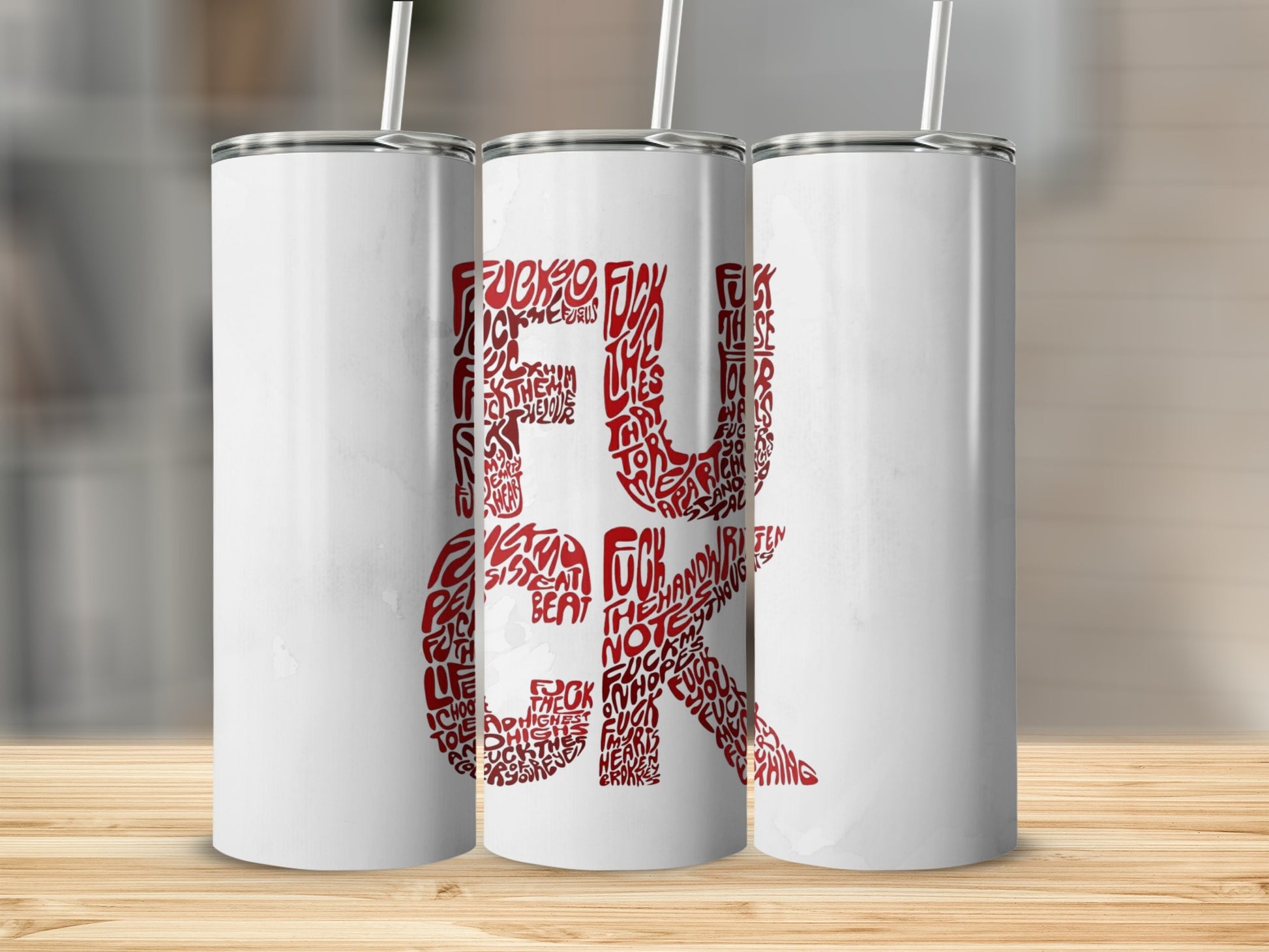 Red and White Graphic Double-Wall Stainless Tumbler