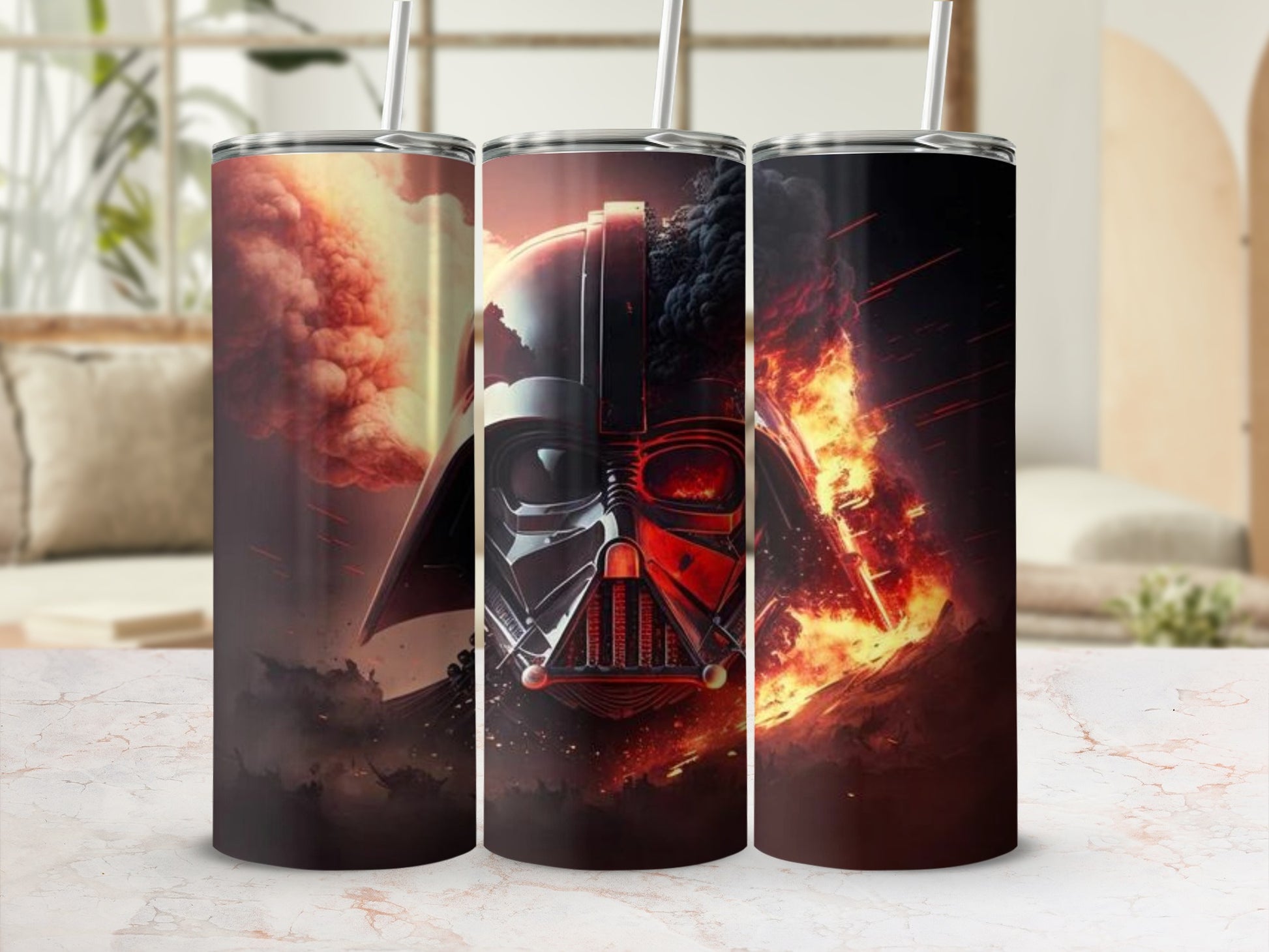 Darth Vader Helmet Smoke Fire Galactic Tumbler product type