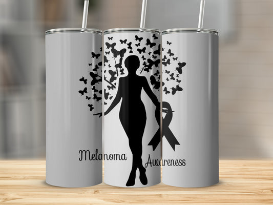 Melanoma Awareness Butterfly Design Tumbler Cup