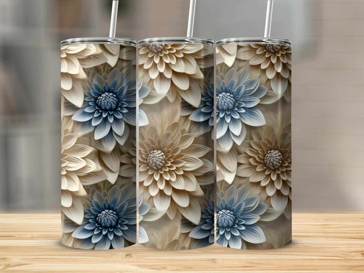 Elegant Floral Design Stainless Steel Tumbler
