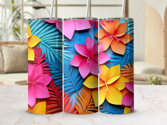 Colorful Tropical Floral Patterned Tumbler product