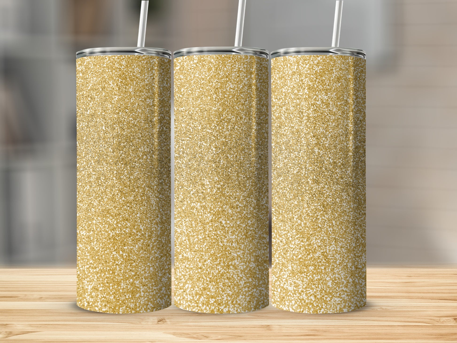 Sparkling Gold Glitter Insulated Tumbler Beverage Holder