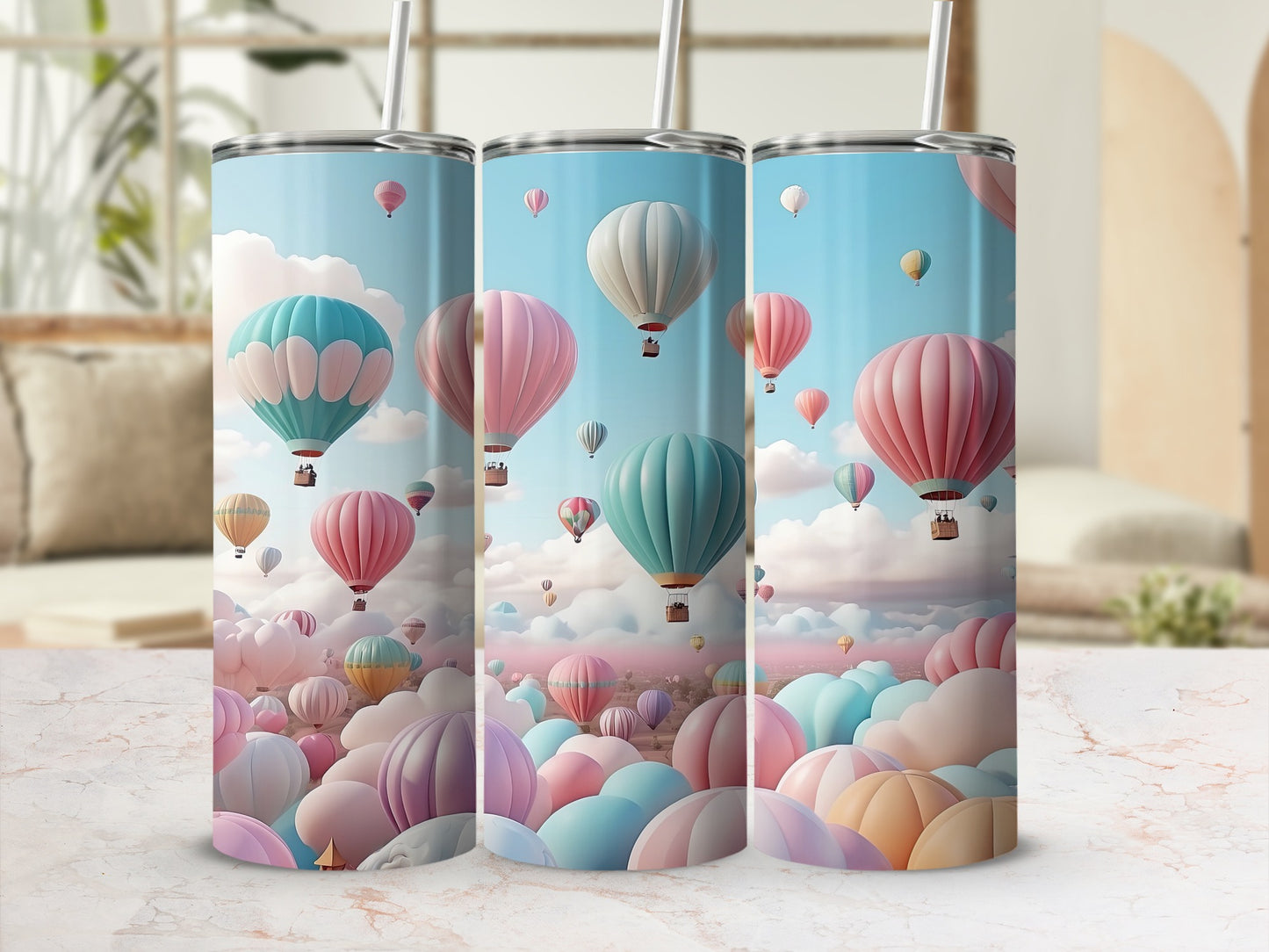 Pastel Hot Air Balloons Dream Sky Design Tumbler product type