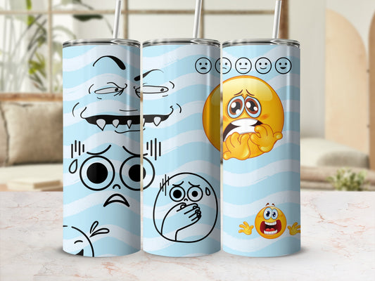 Funny and Expressive Emoji Faces Tumbler Cup
