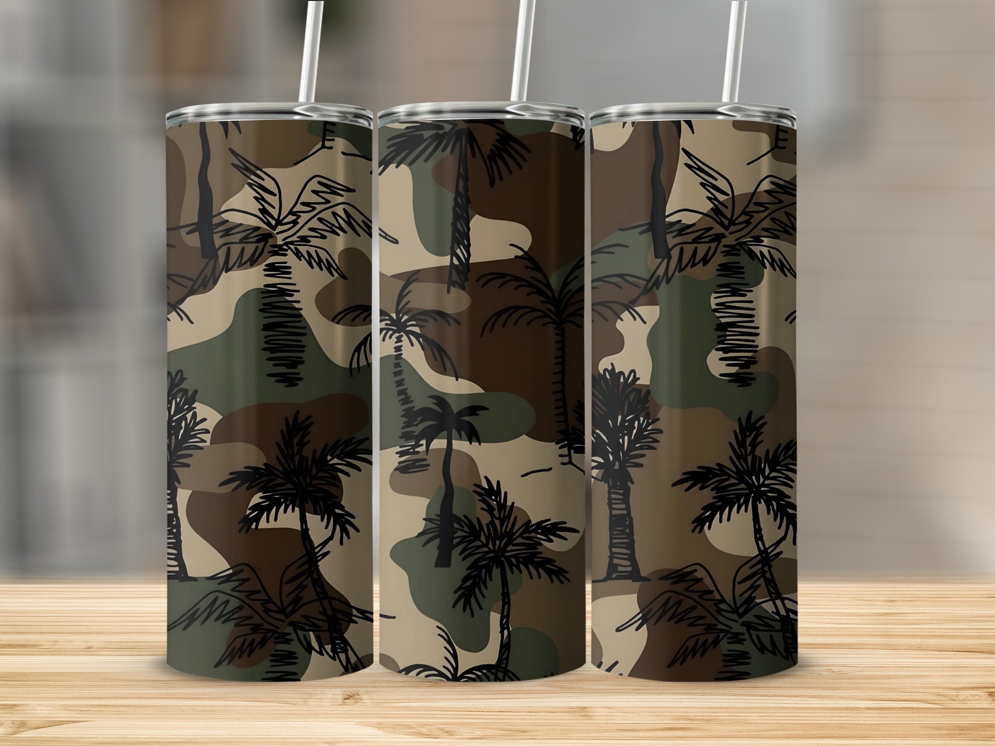 Camouflage Palm Tree Design Tumbler 20oz Drinkware