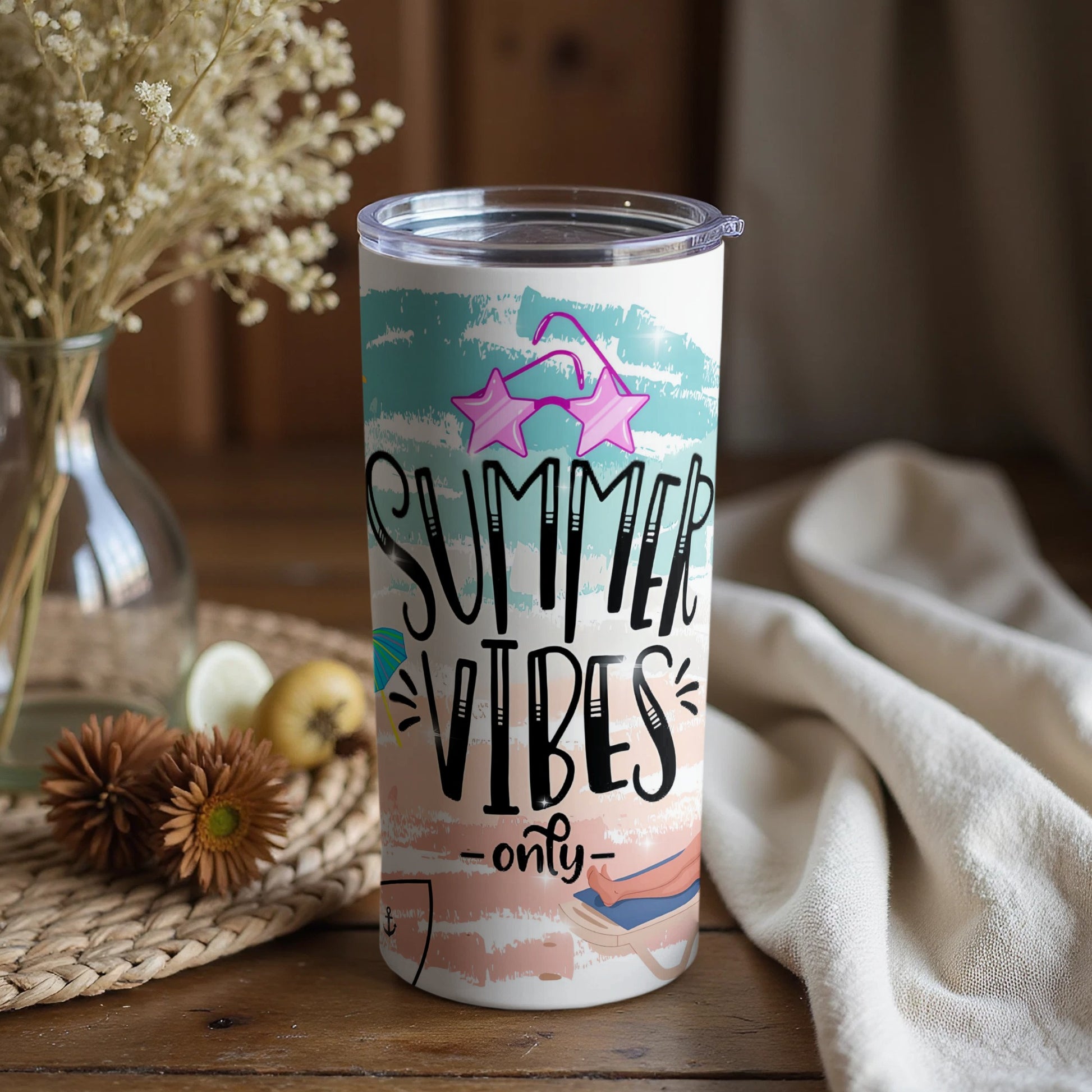 Summer Vibes Only Beach Theme Insulated Tumbler