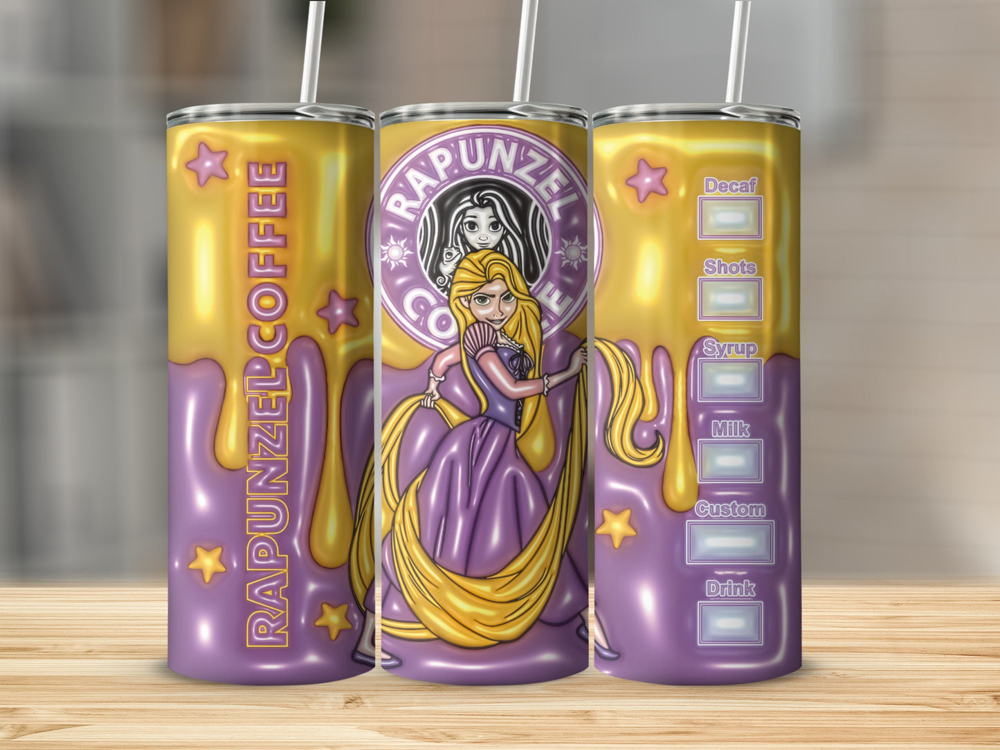 Rapunzel Coffee Tumbler with Custom Drink Options