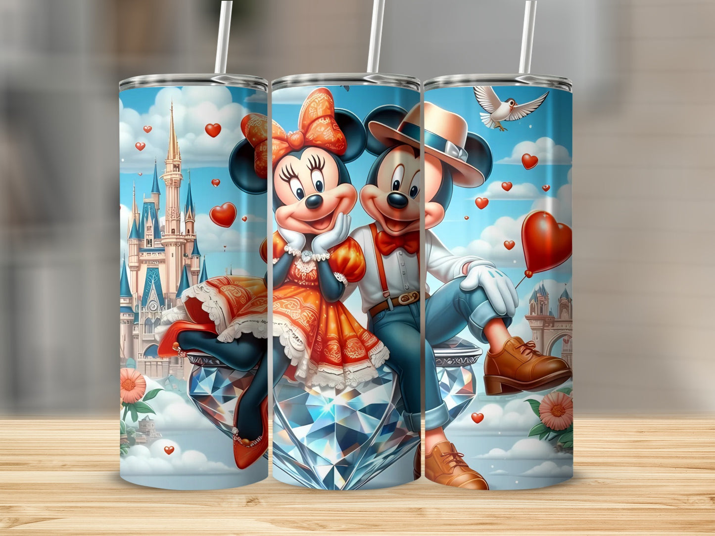 Adorable Cartoon Couple Design Stainless Tumbler Cup