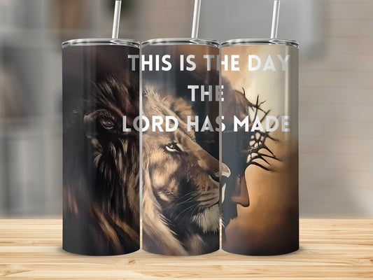 Lion and Jesus Designed Tumbler Inspirational Drinkware
