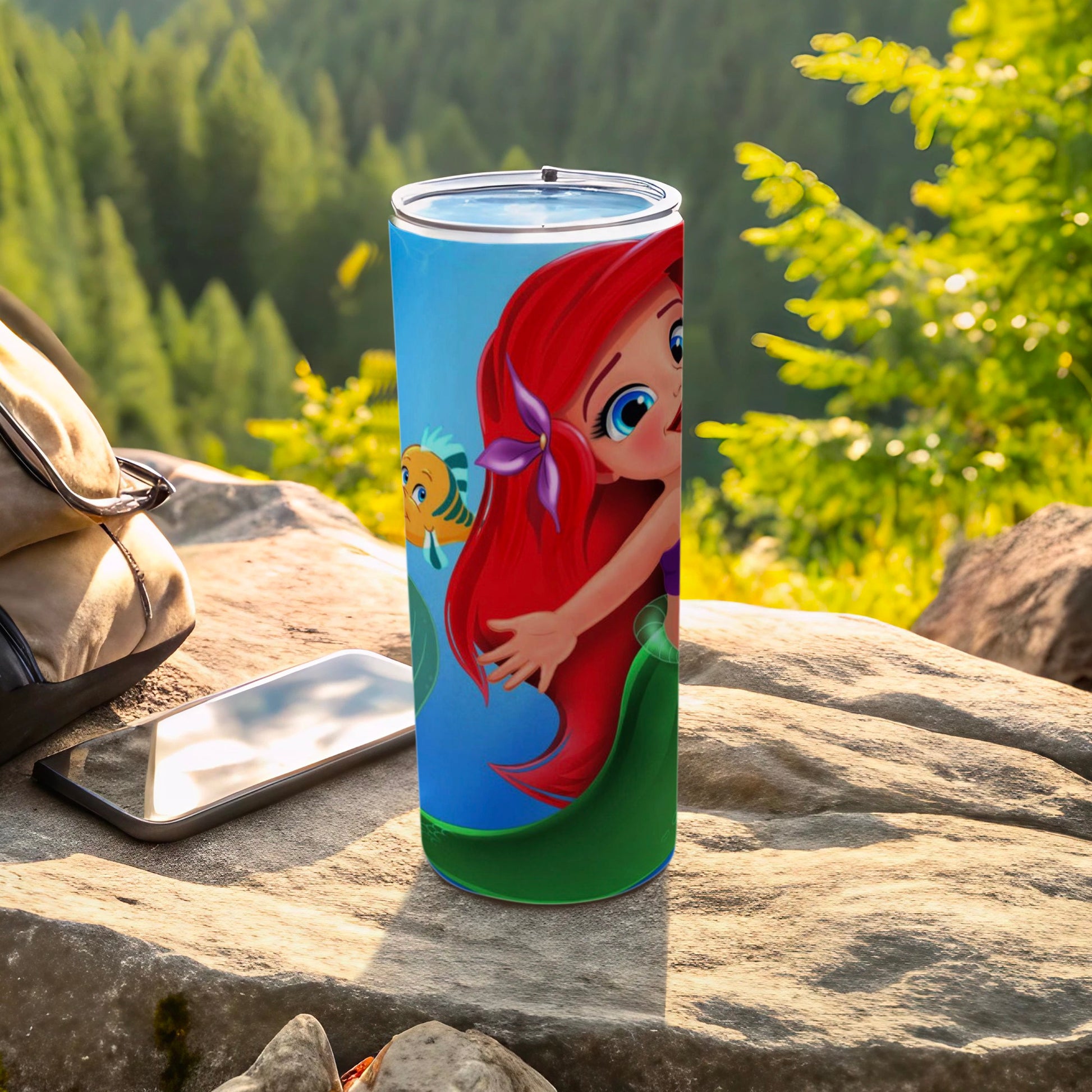 Colorful Mermaid and Fish Design Tumbler Cup for Kids