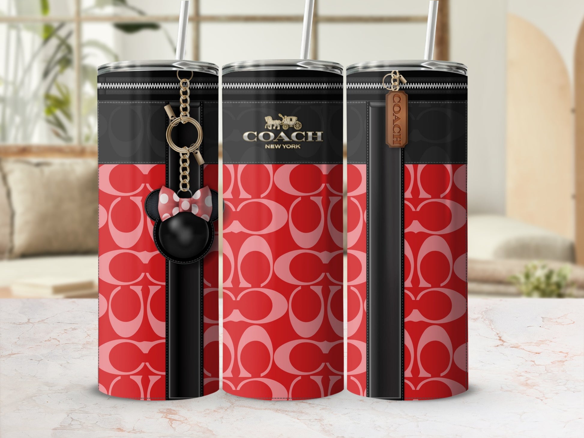 Stylish Red Coach New York Branded Tumblers