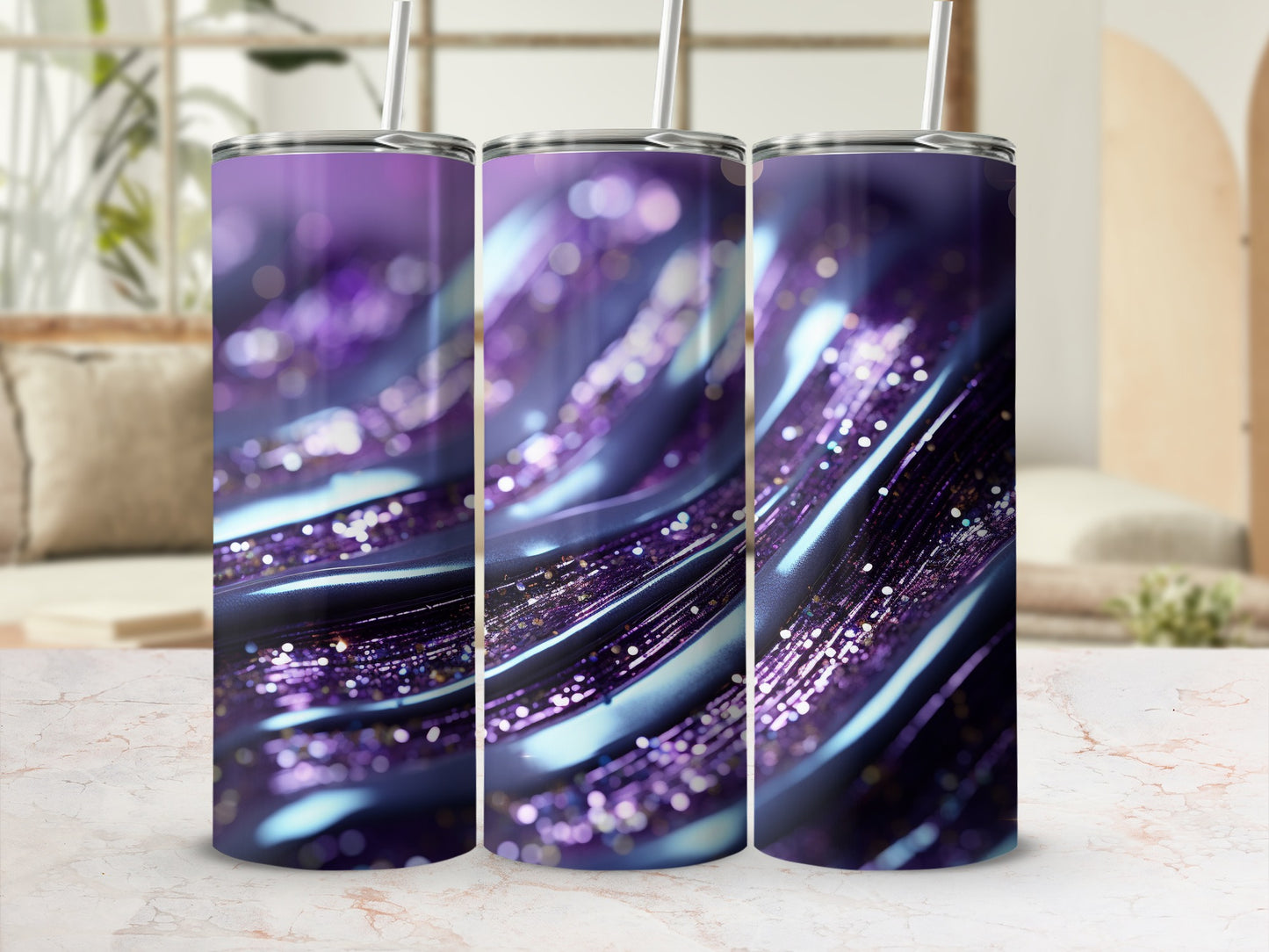 Purple Glitter Liquid Wave Dynamic Tumbler product type
