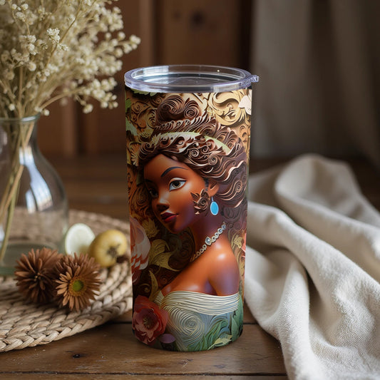 Beautiful Woman Queen Art on Tumbler Flask