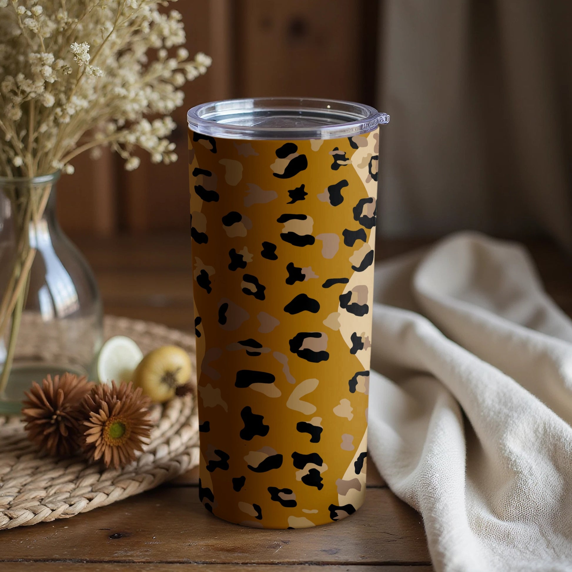 Leopard Print Tumbler for Stylish Hot and Cold Drinks