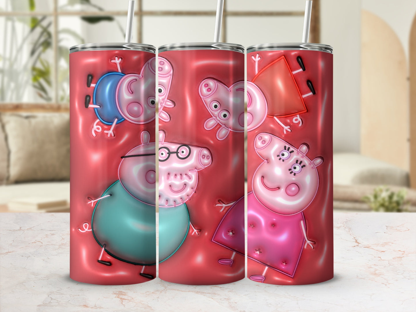 Cartoon Family Design Insulated Tumbler Cup