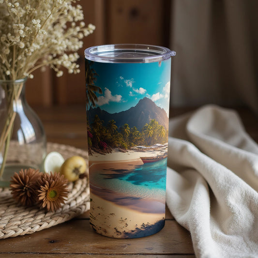 Tropical Beach Scenic Insulated Tumbler Travel Mug