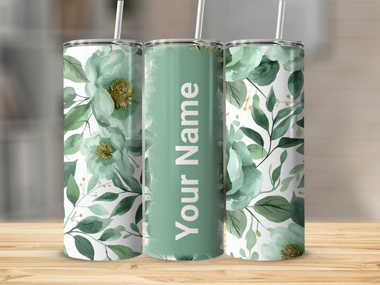 Personalized Floral Design Your Name Tumbler Cup