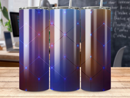 Abstract Geometric Lines with Blue Lights Design Tumblers