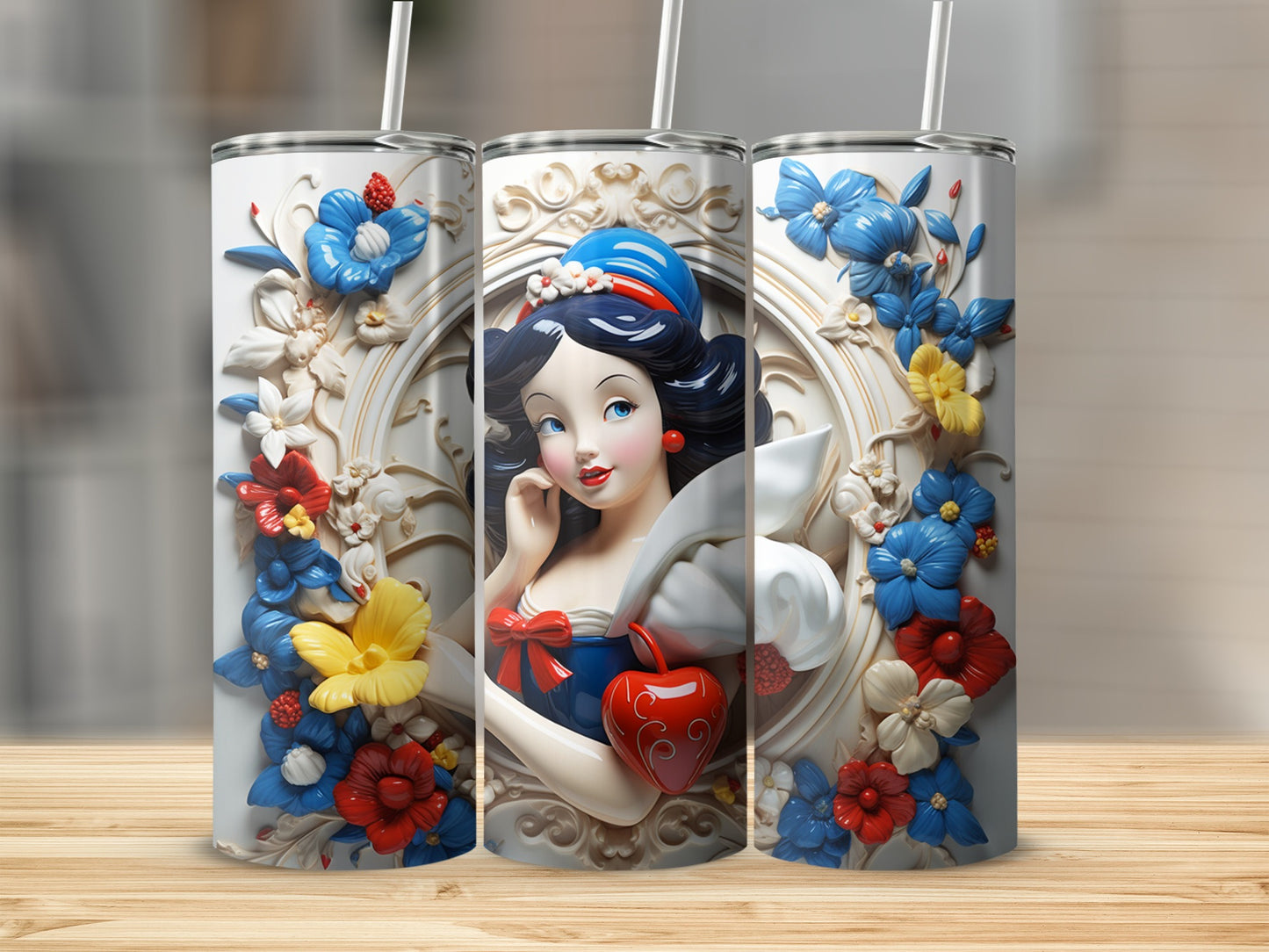Whimsical Princess and Florals Tumbler Design