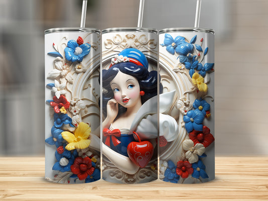 Whimsical Princess and Florals Tumbler Design