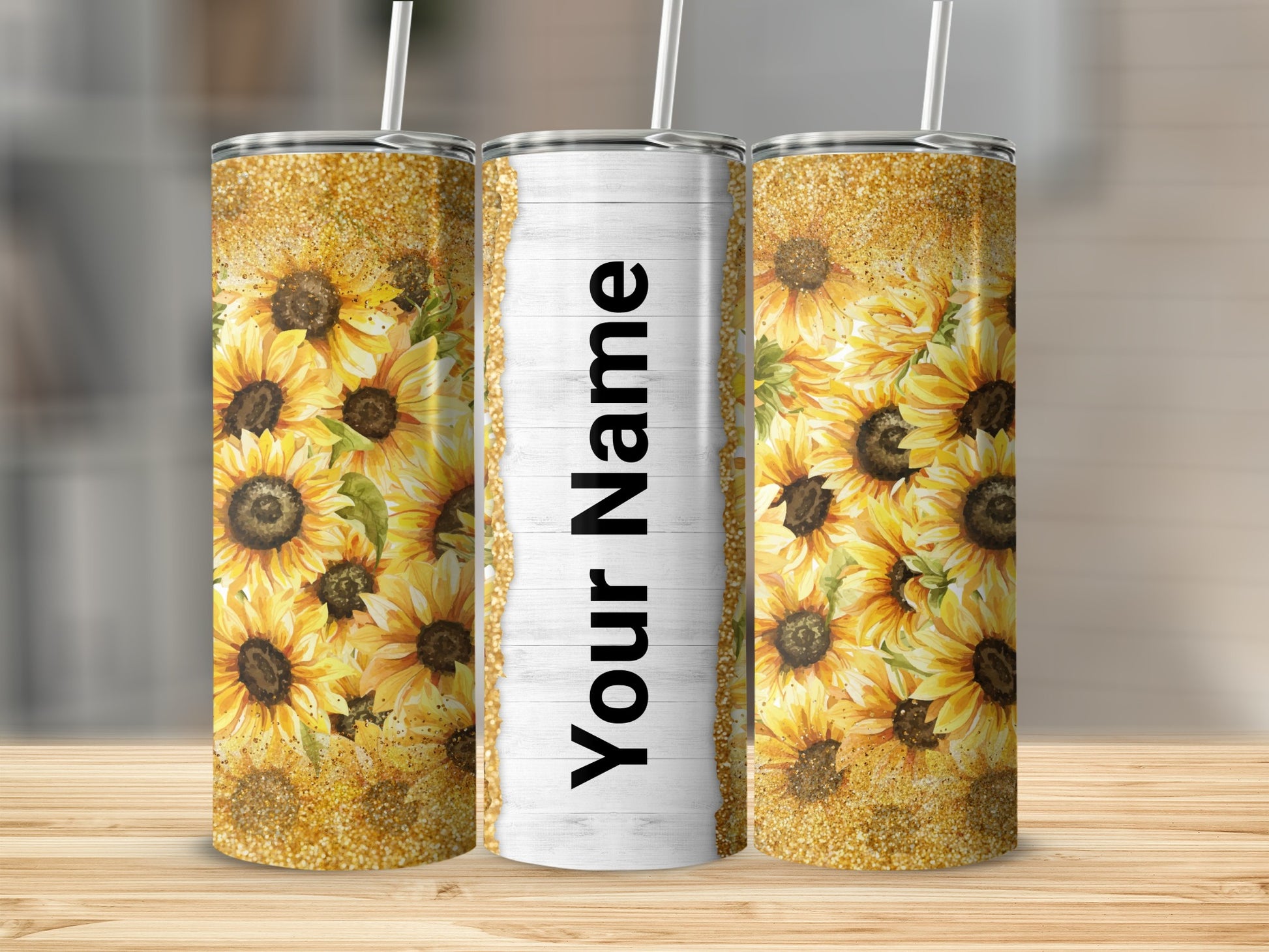 Personalized Sunflower Custom Name Tumbler Cup