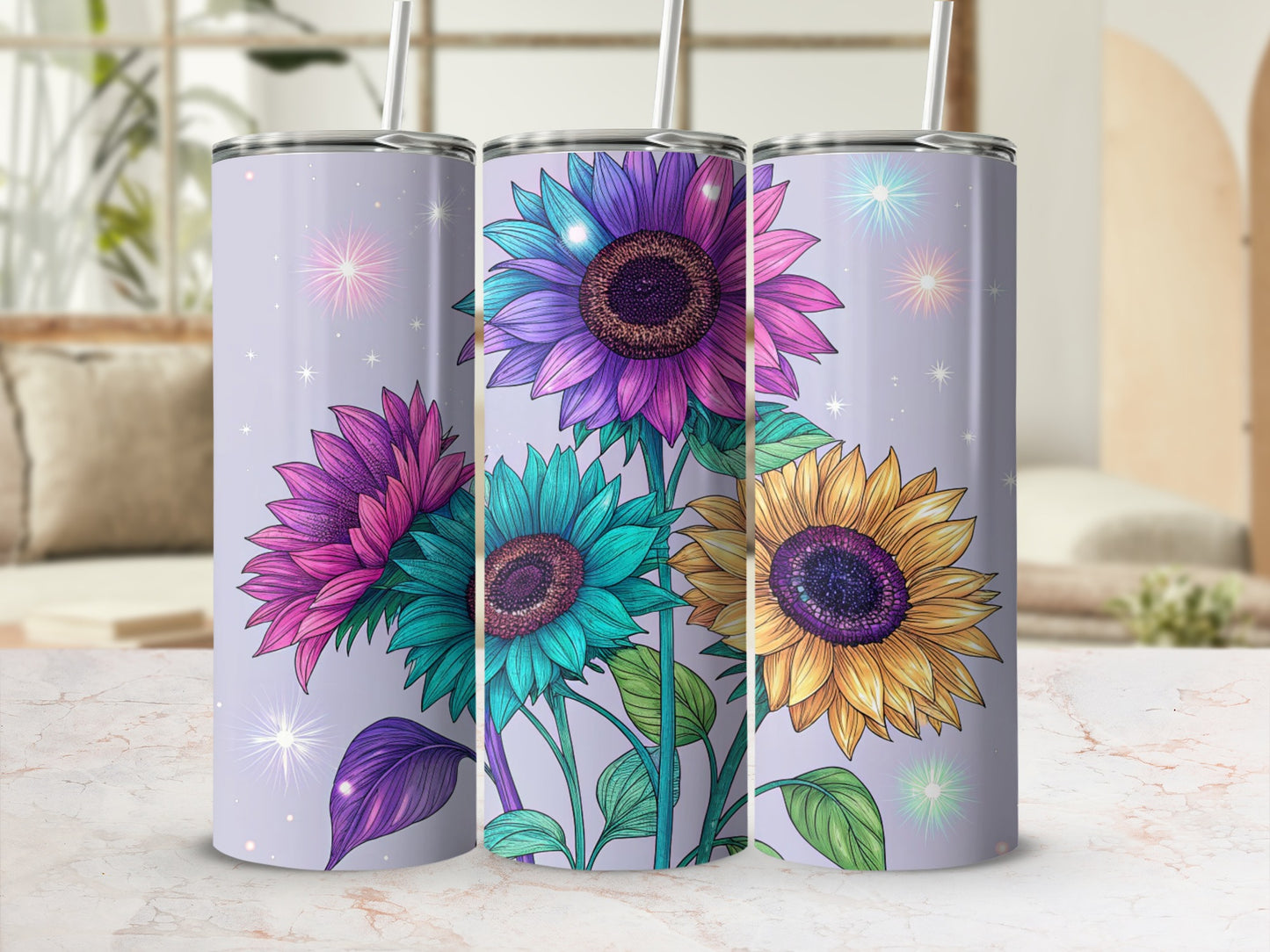 Colorful Sunflowers Design Tall Tumbler Cup