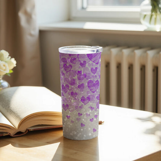 Purple and White Heart Patterned Tumbler product