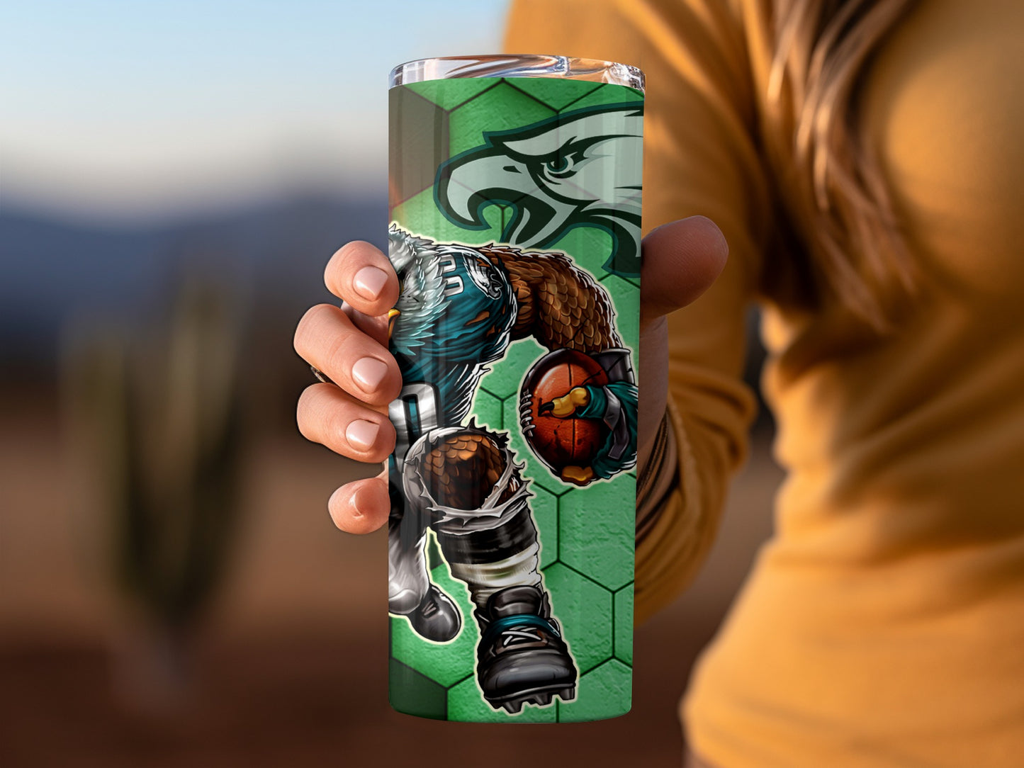 Fierce Eagle Basketball Character Tumbler Design