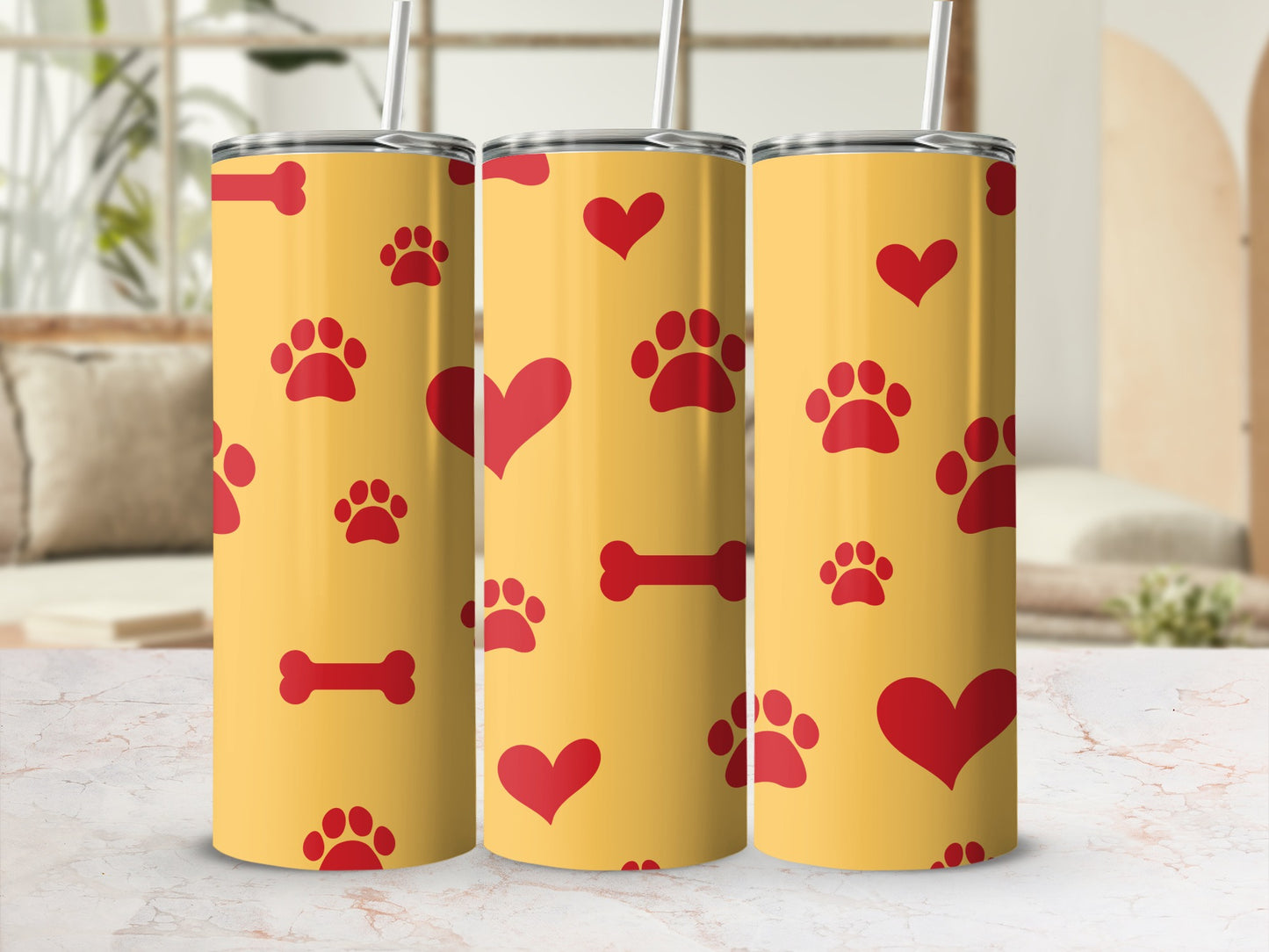 Adorable Paw Prints and Hearts Travel Mug