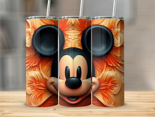 Vibrant Orange Floral Mickey Design Tumbler Product
