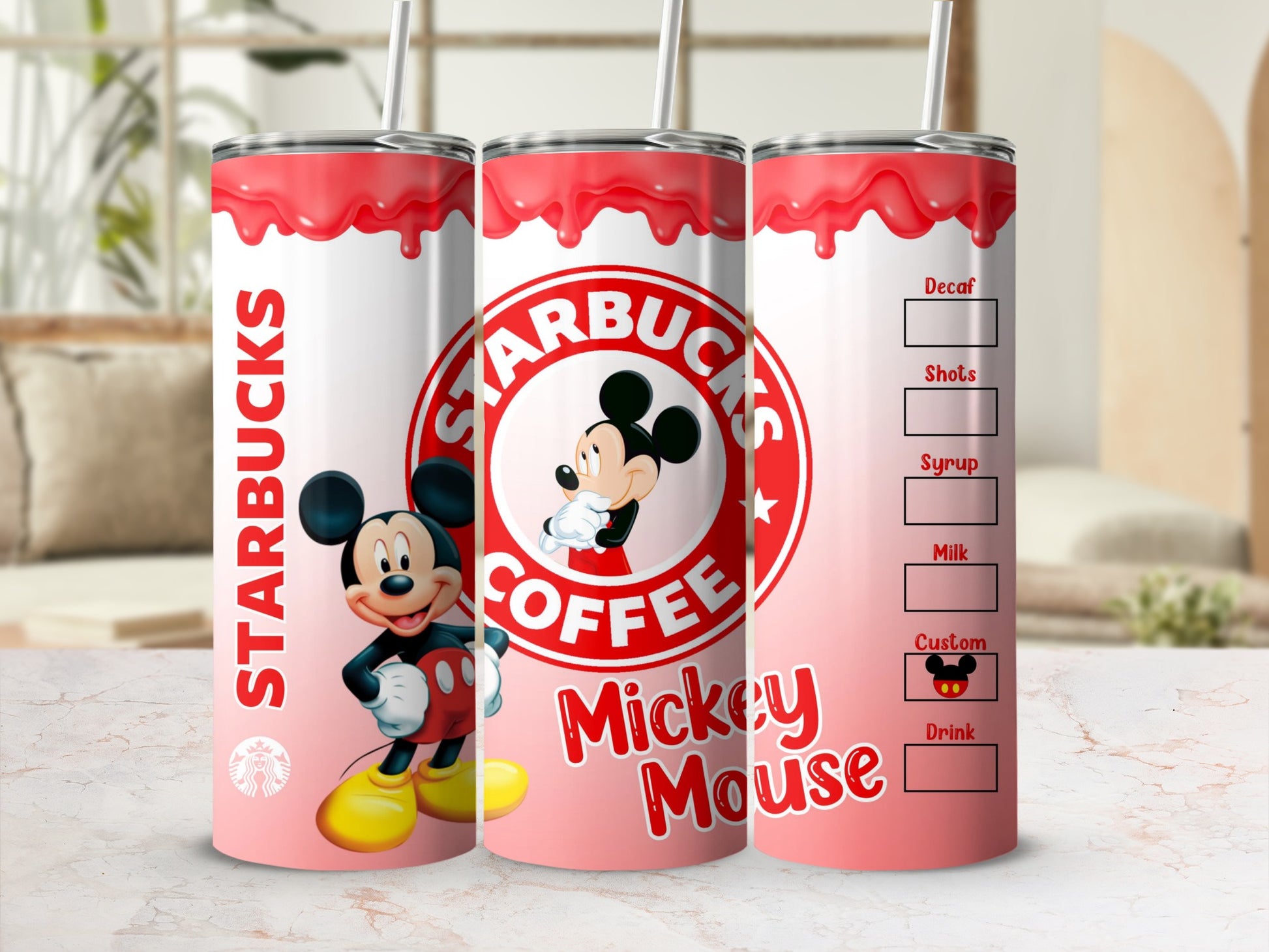 Starbucks Coffee Mickey Mouse Custom Drink Tumbler