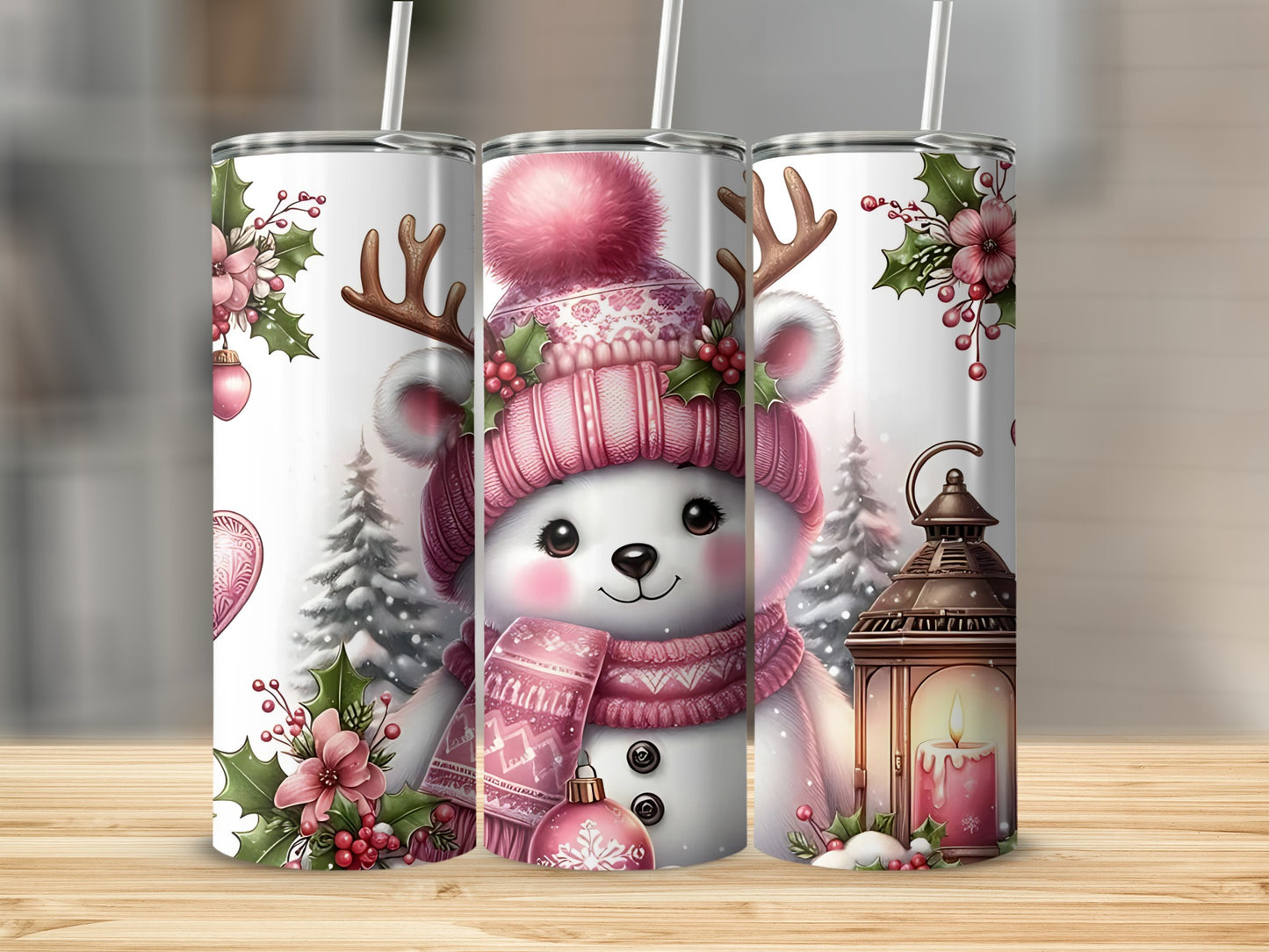 Festive Holiday Bear Tumblers Perfect for Winter Cheer