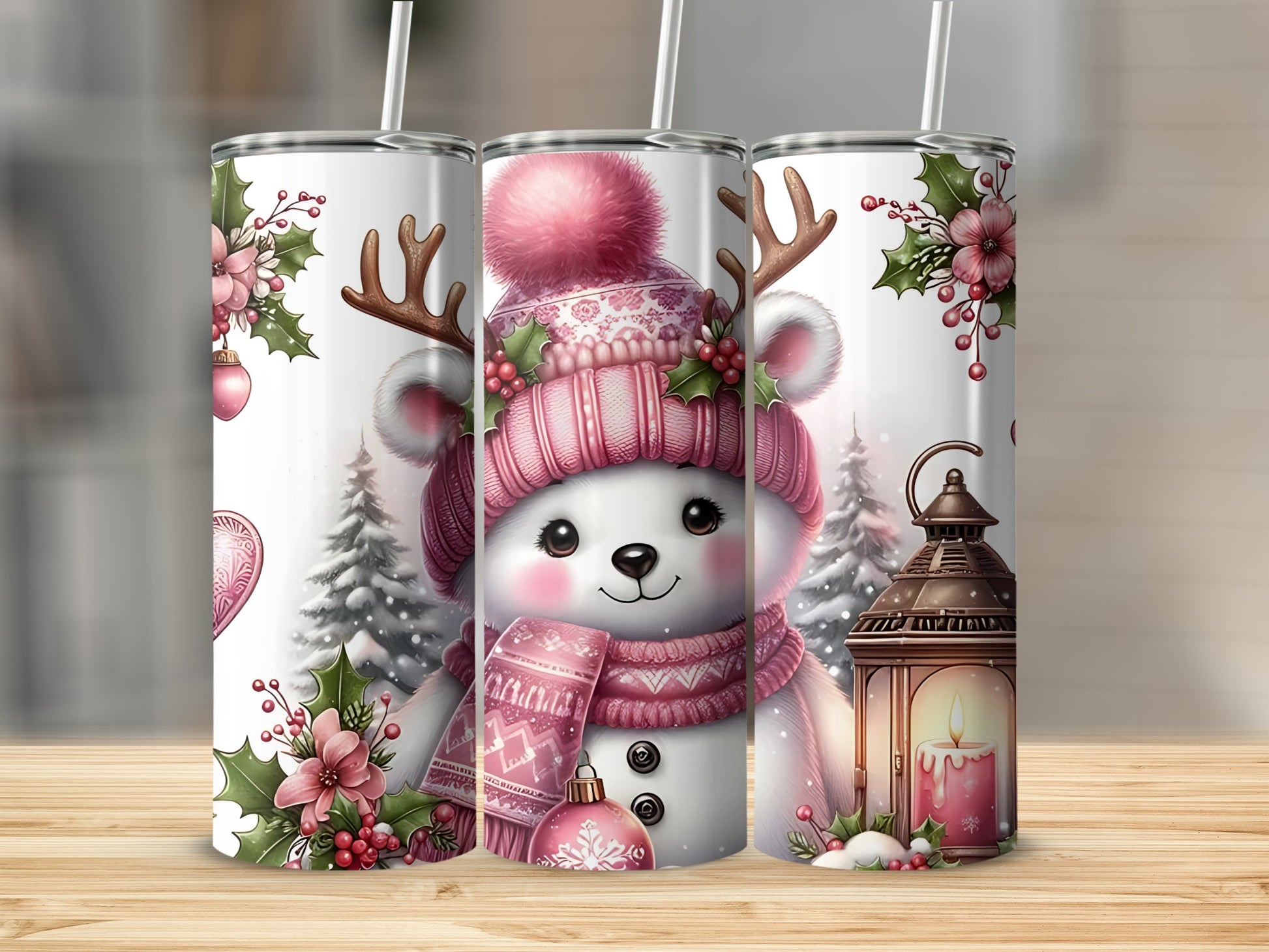 Festive Holiday Bear Tumblers Perfect for Winter Cheer