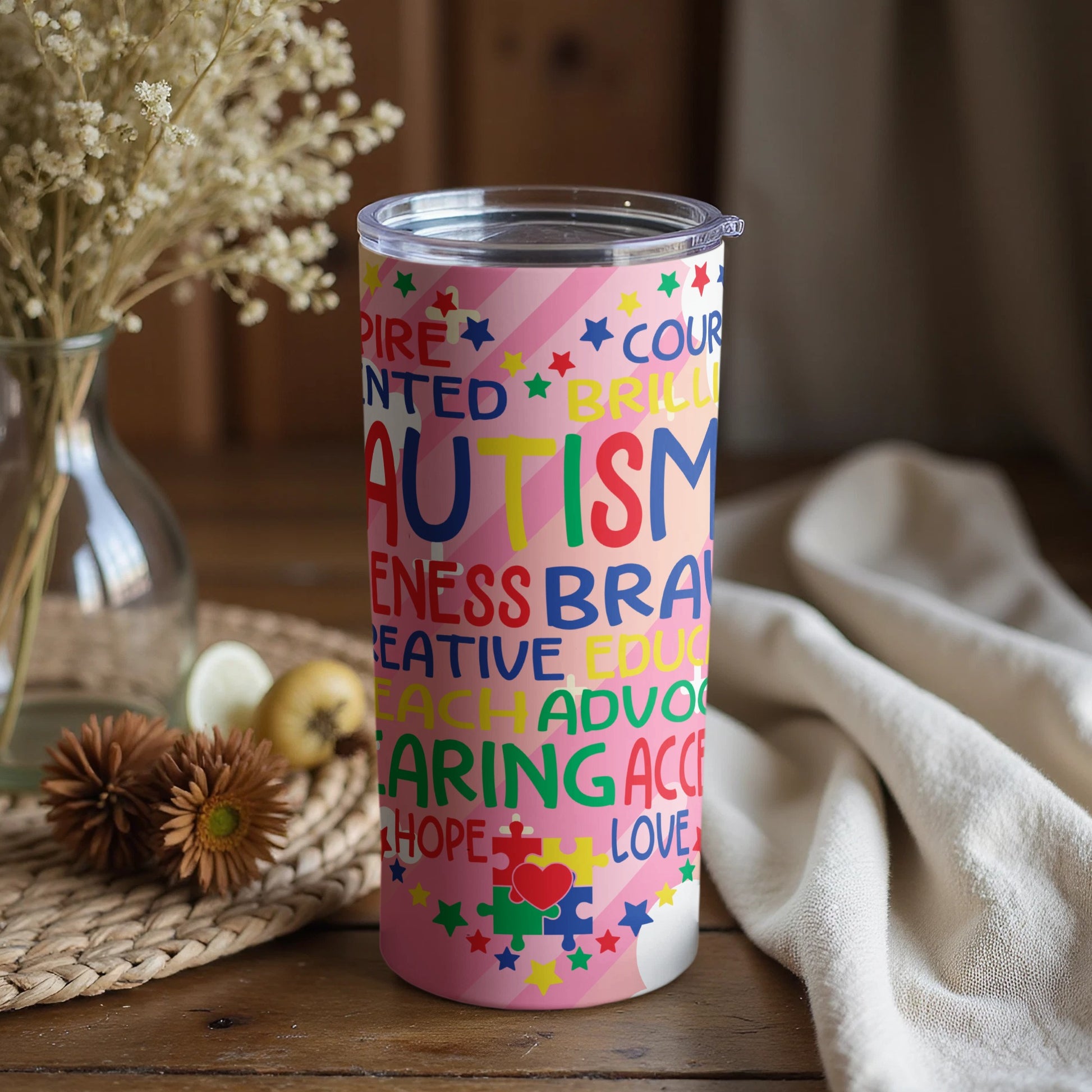 Colorful Autism Awareness Tumbler Perfect for Advocacy