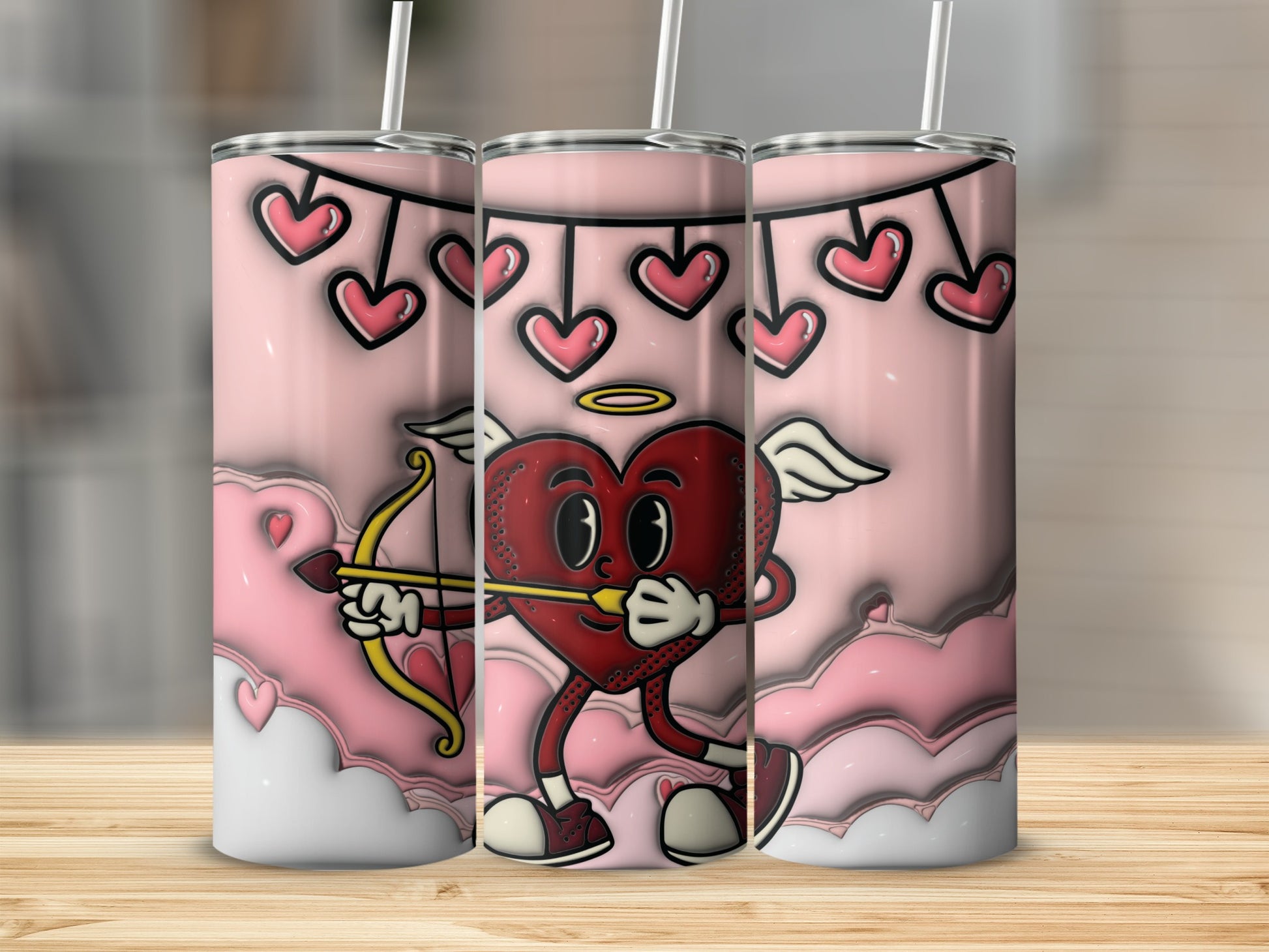 Cupid Heart Design with Adorable Cartoon Artwork Cup