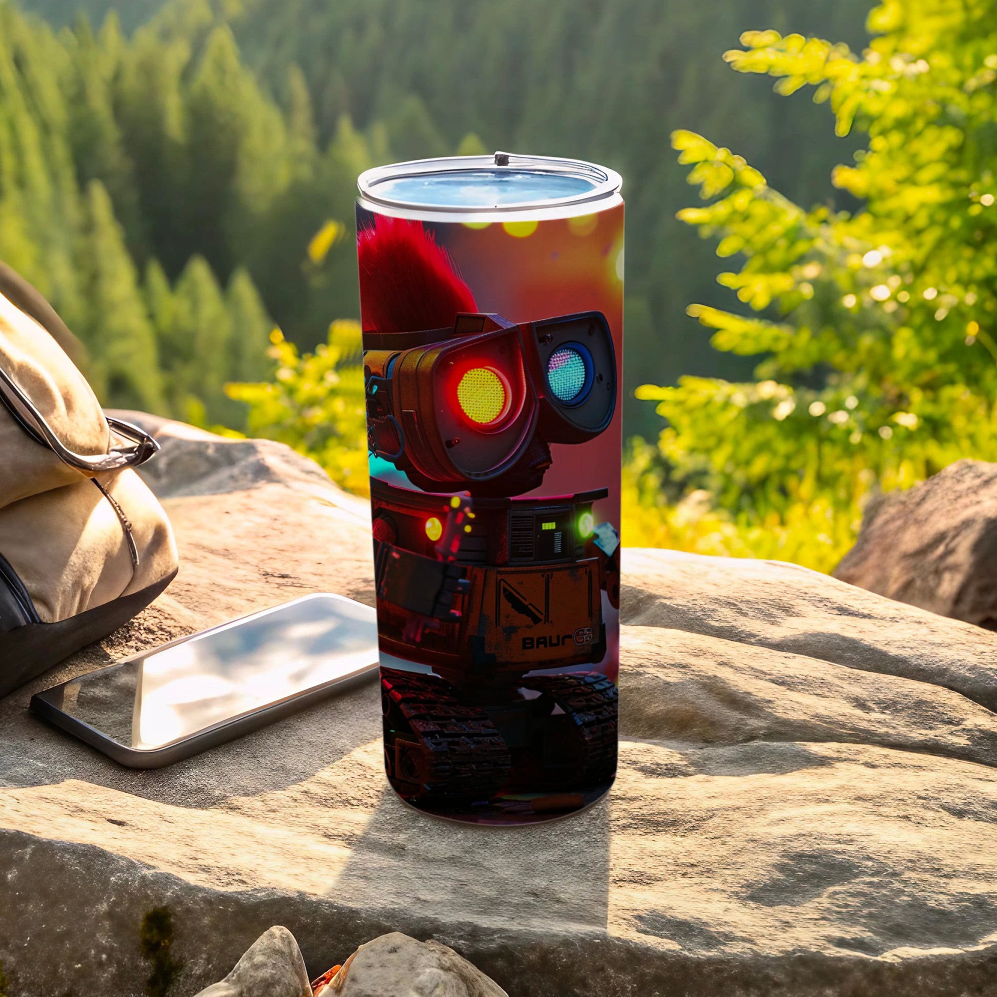 Colorful Robot Design Tumbler for Outdoor Adventures