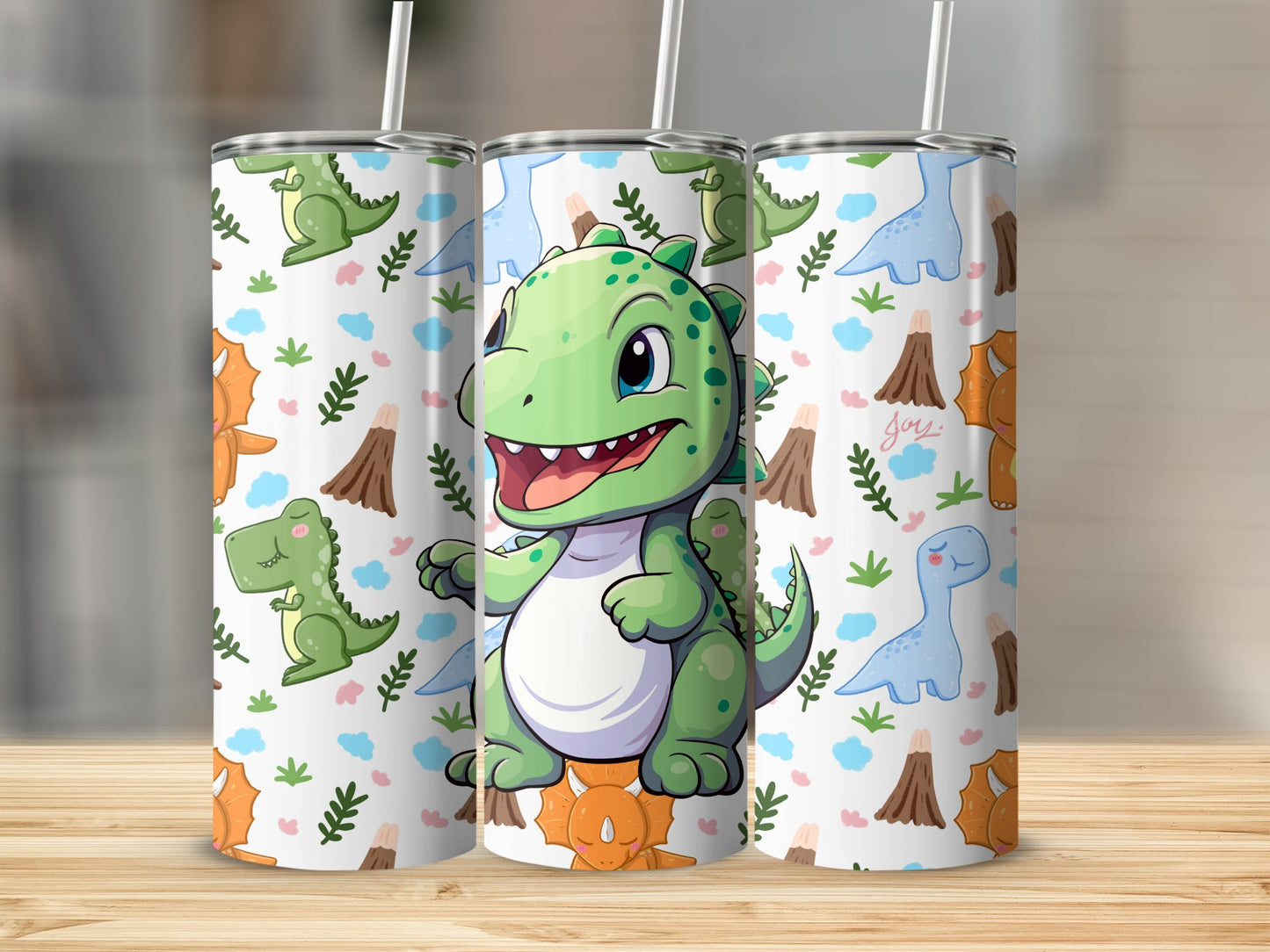 Adorable Cartoon Dinosaur Pattern Insulated Tumbler