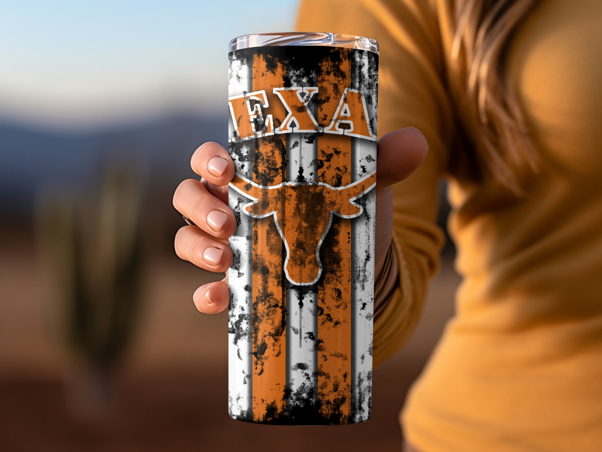 Long Horn Texas Flag Insulated Travel Cup