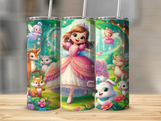 Enchanted Forest Princess and Animals Tumbler Cup