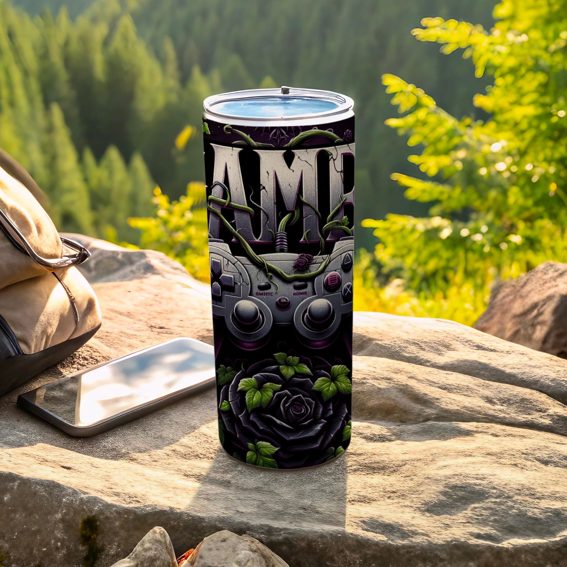Gamer AMP Controller Rose Black Design Tumbler product type