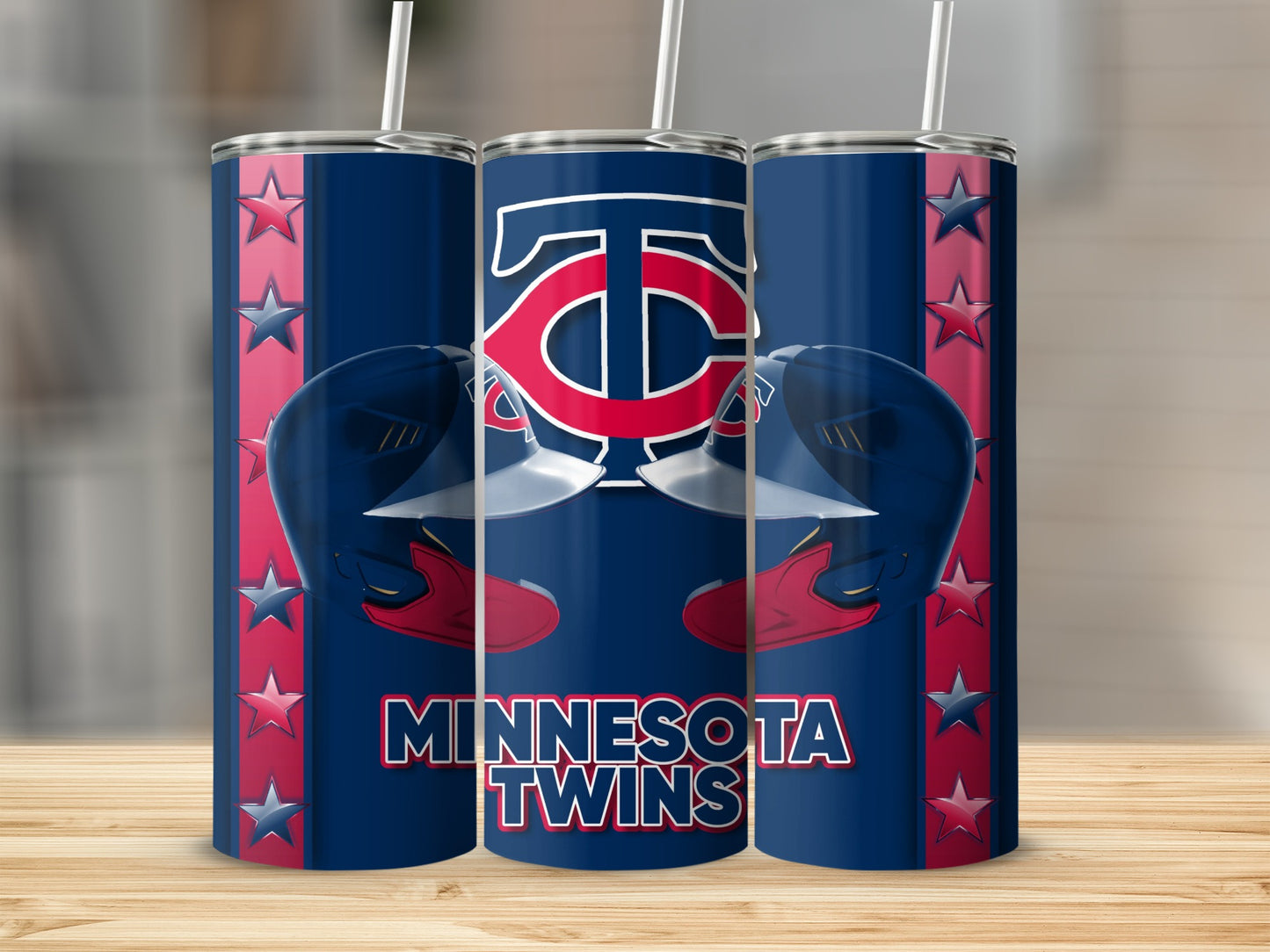 Minnesota Twins Helmets and Logo Blue Red Star Tumblers