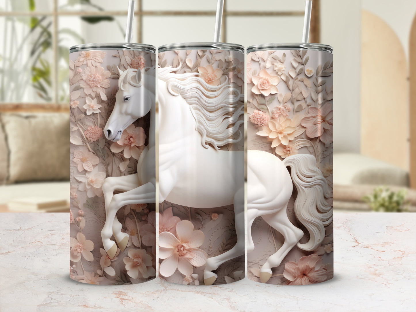 Graceful White Horse 3D Floral Artwork Tumbler product type
White horse
Floral design
3D art
Elegant
Pastel flowers
Dreamy
Fantasy horse
Sculpted flowers
Graceful horse
Artistic print
Unique design
Nature inspired
Spring flowers
Feminine gift
Drinkware
Tumbler
Aesthetic
Ethereal
Intricate detail
Beautiful pattern