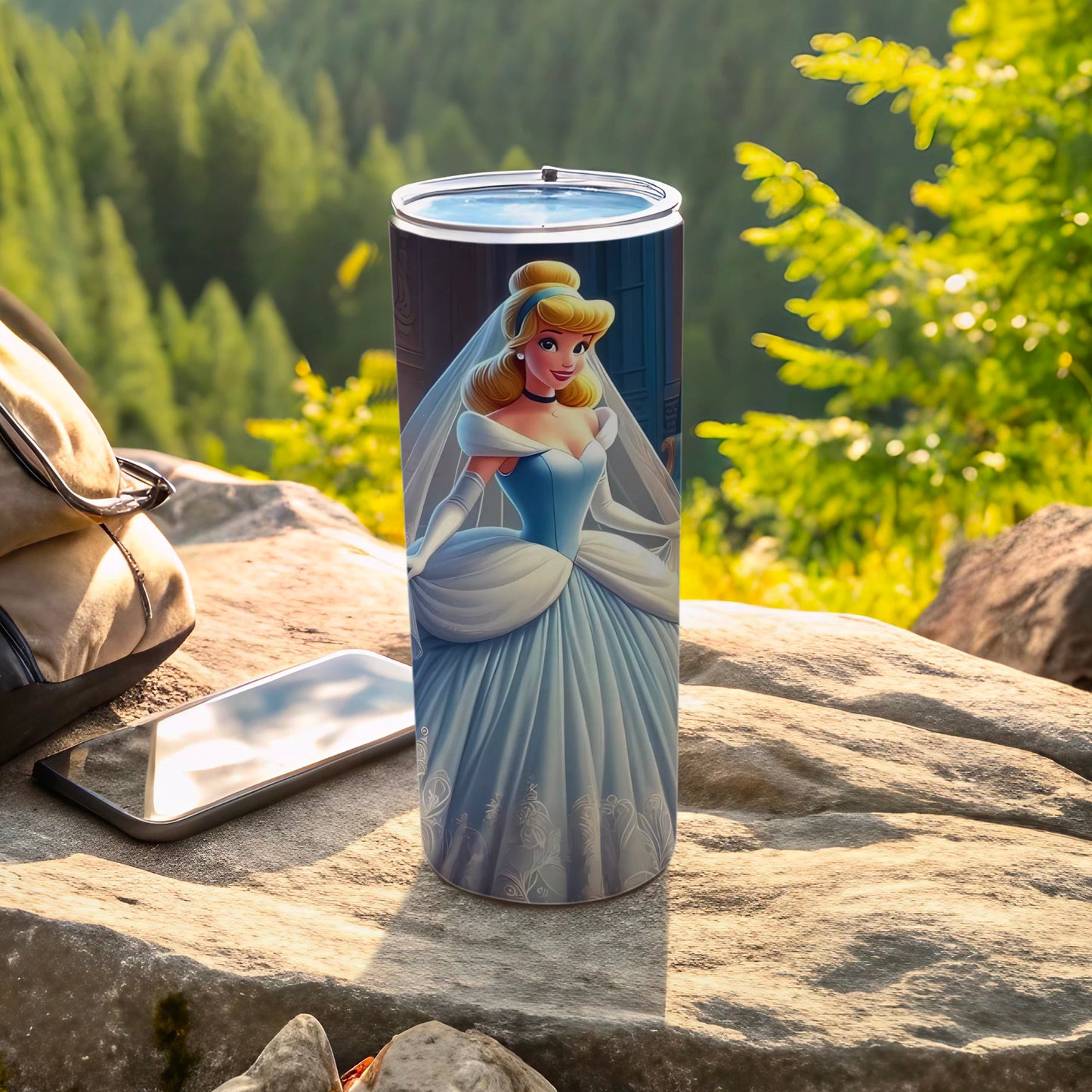 Princess Character Tumbler with Scenic Background Design
