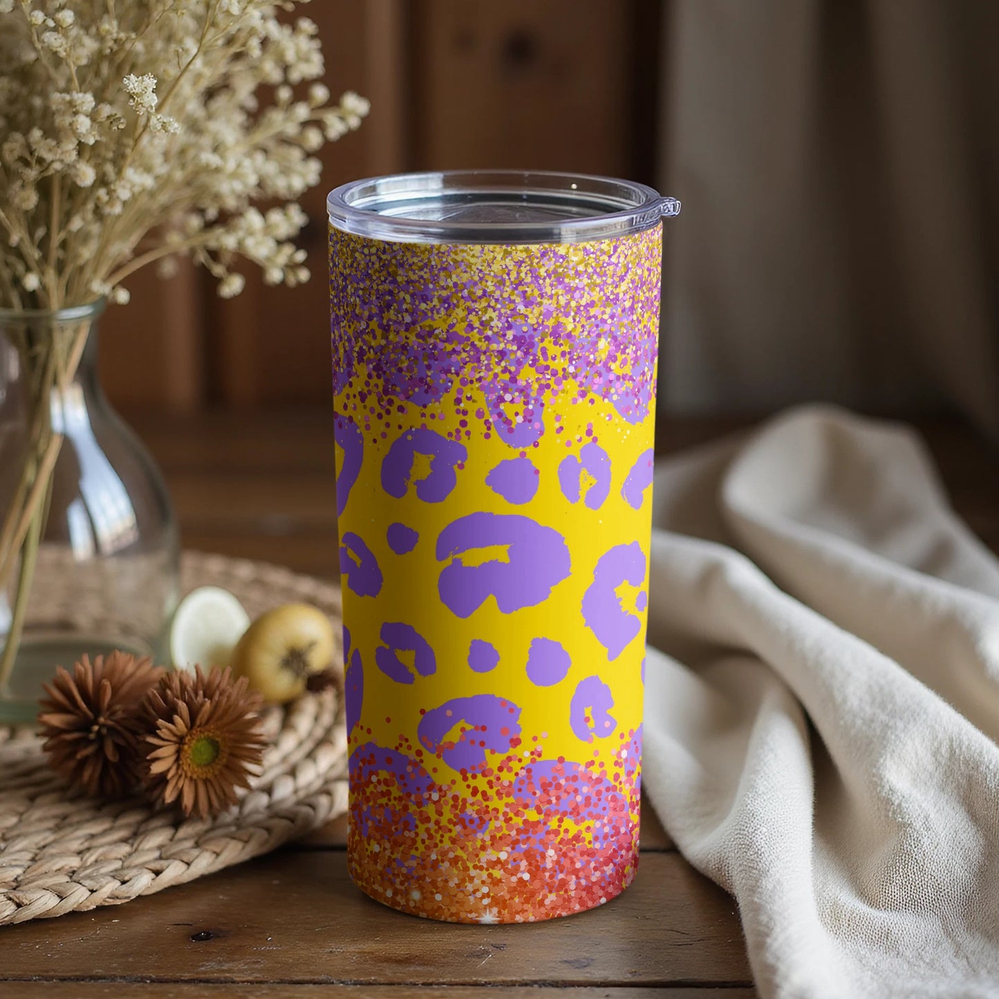 Vibrant Leopard Pattern Double-Walled Insulated Tumbler