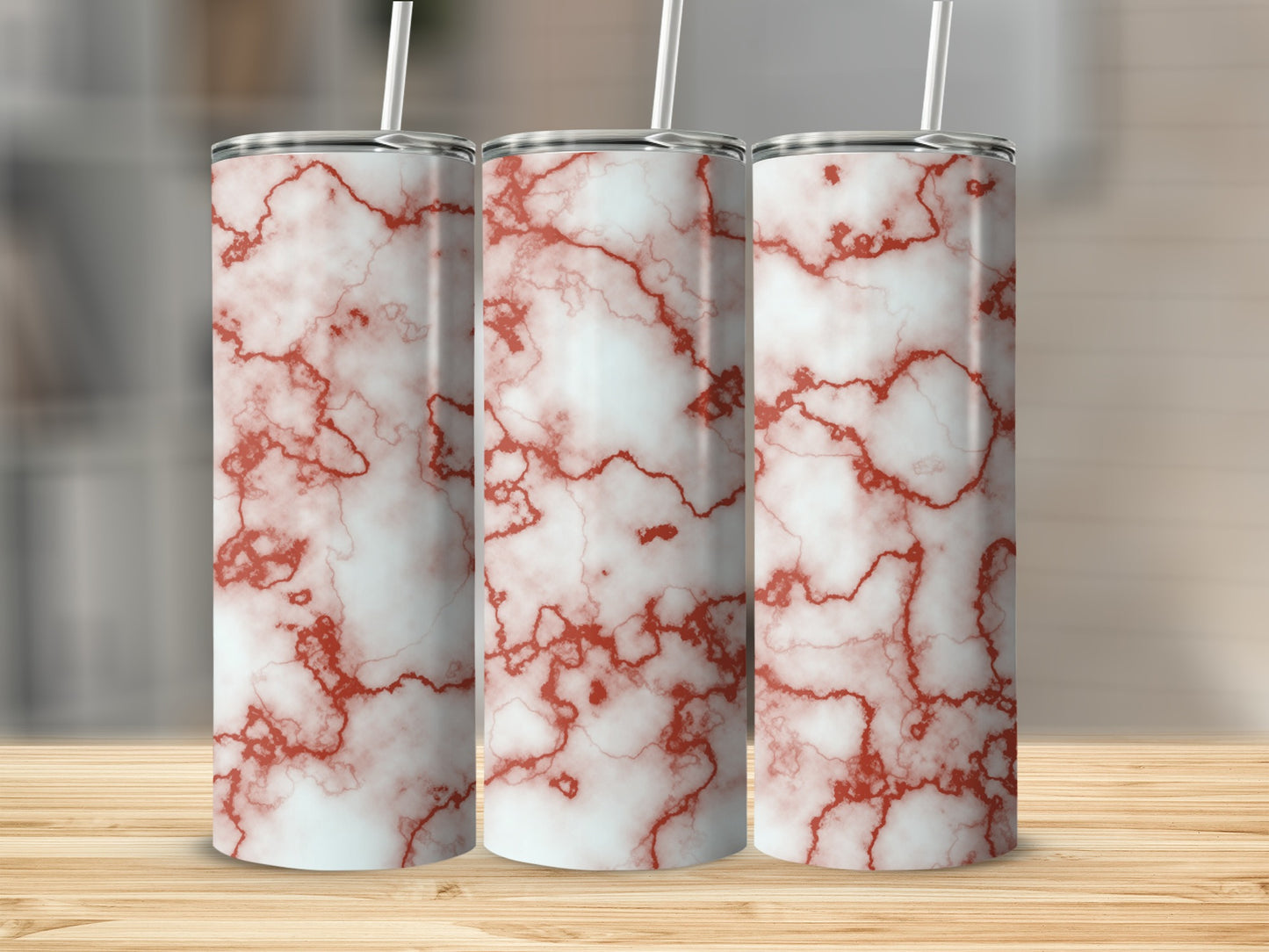 Red Veined Marble White Skinny Tumbler product type